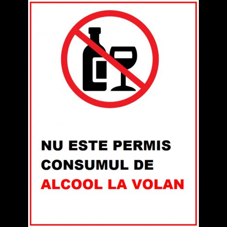 Placuta nu este permis consumul de alcool la volan